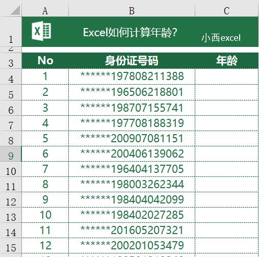 excel计算年龄函数公式（身份证号码提取年龄函数分析）